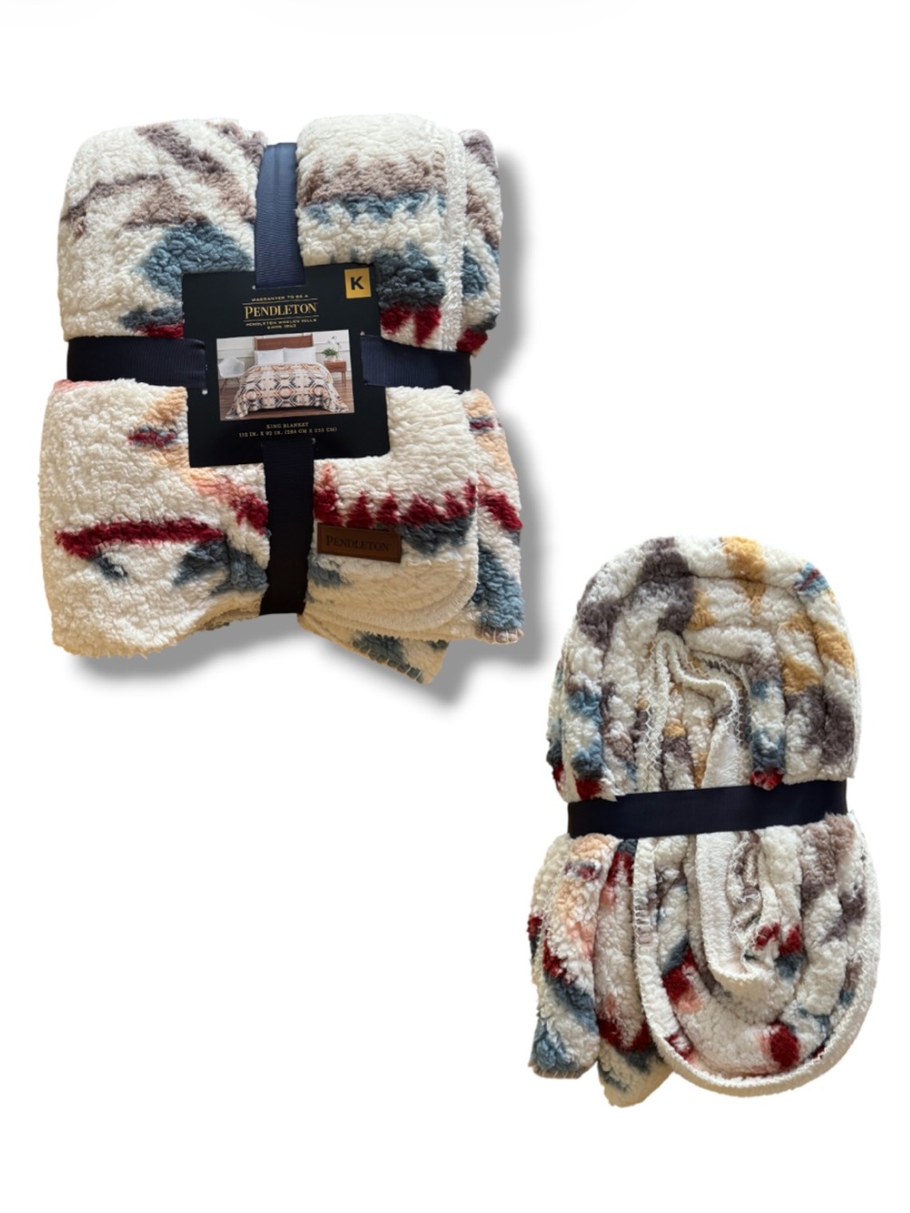 Pendleton King Sherpa Fleece Blanket White Sands
